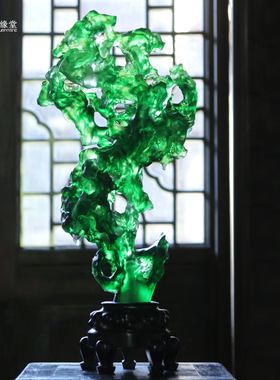 心缘堂琉璃太湖石【暮色枫林】书房客厅玄关摆件 石景雅玩工艺品