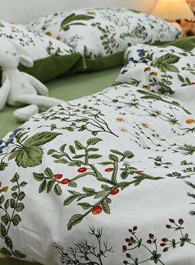 绿色加绒A全棉B牛奶绒被套单件150x200x230cm纯棉1.5米被罩单独