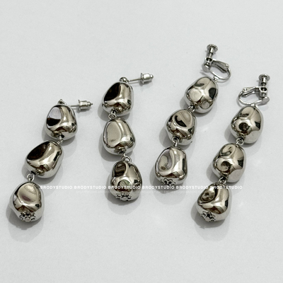 轻奢金属冷淡风不规则耳环女小众银色设计感耳钉耳饰耳夹无耳洞