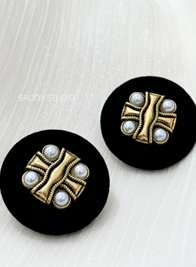 独特法式黑色丝绒气质耳环耳钉女轻奢高级感小众设计感无耳洞耳夹