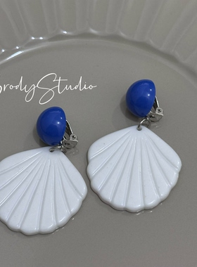 法式复古夸张耳钉2025新款爆款贝壳长款小众高级感耳环耳饰