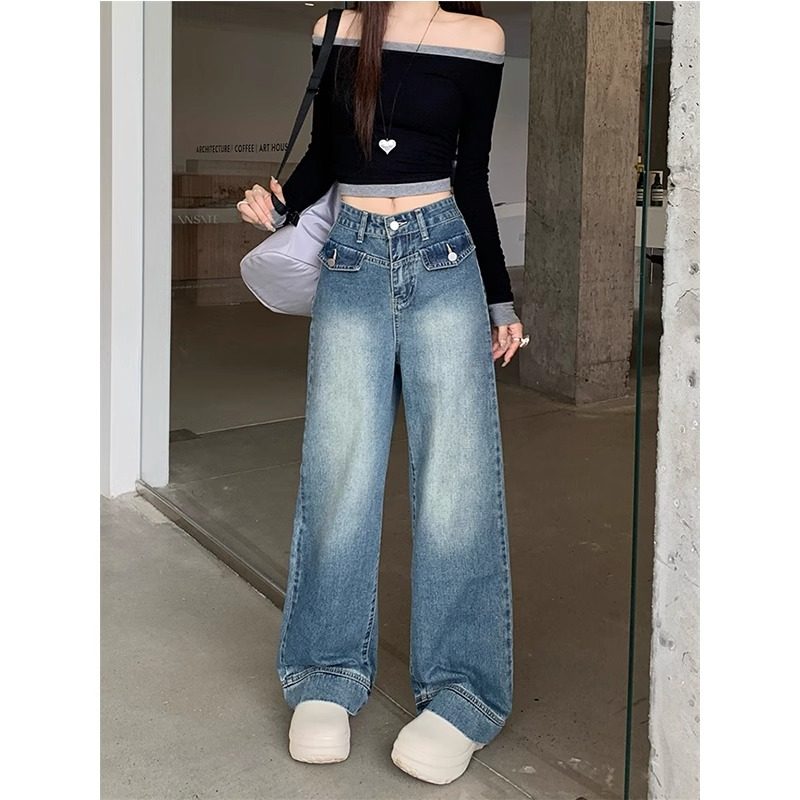 三只老熊阔腿牛仔裤女春季新款高腰大码显瘦长裤mm胯大腿粗拖地裤,女装/女士精品,牛仔裤,淘宝优惠券,粉丝福利购,淘宝优惠卷