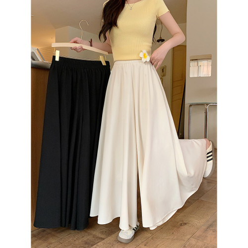 休闲百搭松紧腰坠感显瘦阔腿裙裤