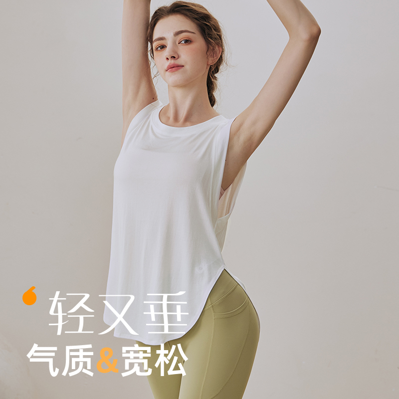 垂坠感宽松运动背心女显瘦健身训练上衣无袖跑步罩衫遮臀瑜伽T恤