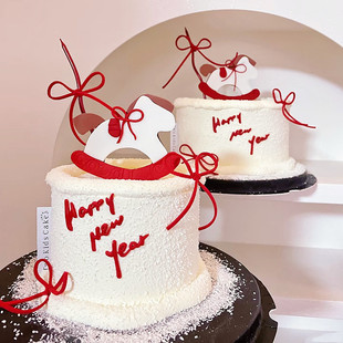 2026新年蛋糕装饰摆件网红摇摇马亚克力插件马年春节除夕烘焙插牌