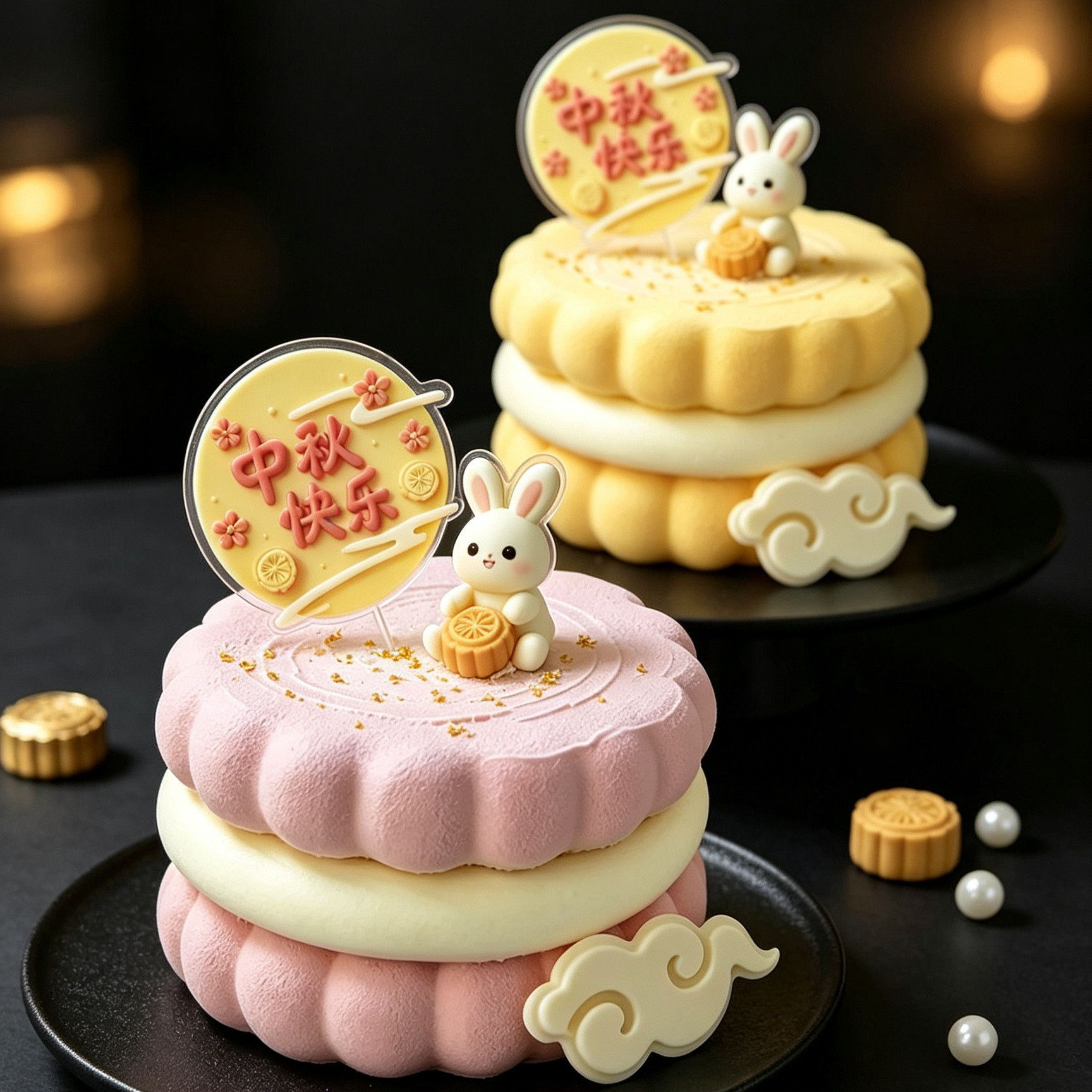 中秋节快乐月亮亚克力蛋糕装饰