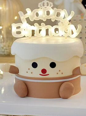 网红JELLY CAT 蛋糕装饰 发光灯生日快乐happybirthday字母灯装饰