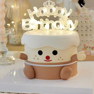 网红JELLY CAT 蛋糕装饰 发光灯生日快乐happybirthday字母灯装饰