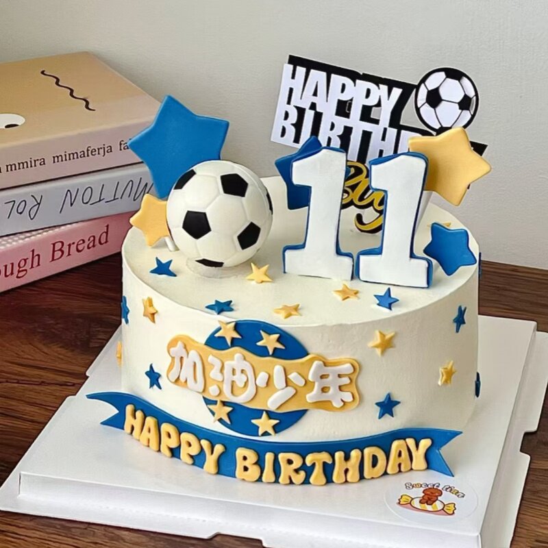 网红足球主题生日蛋糕装饰踢球小将足球小子套装摆件男生烘焙插件