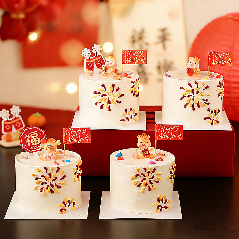 2026马年蛋糕装饰插牌新年快乐小旗插件可爱生肖马宝宝烘焙摆件