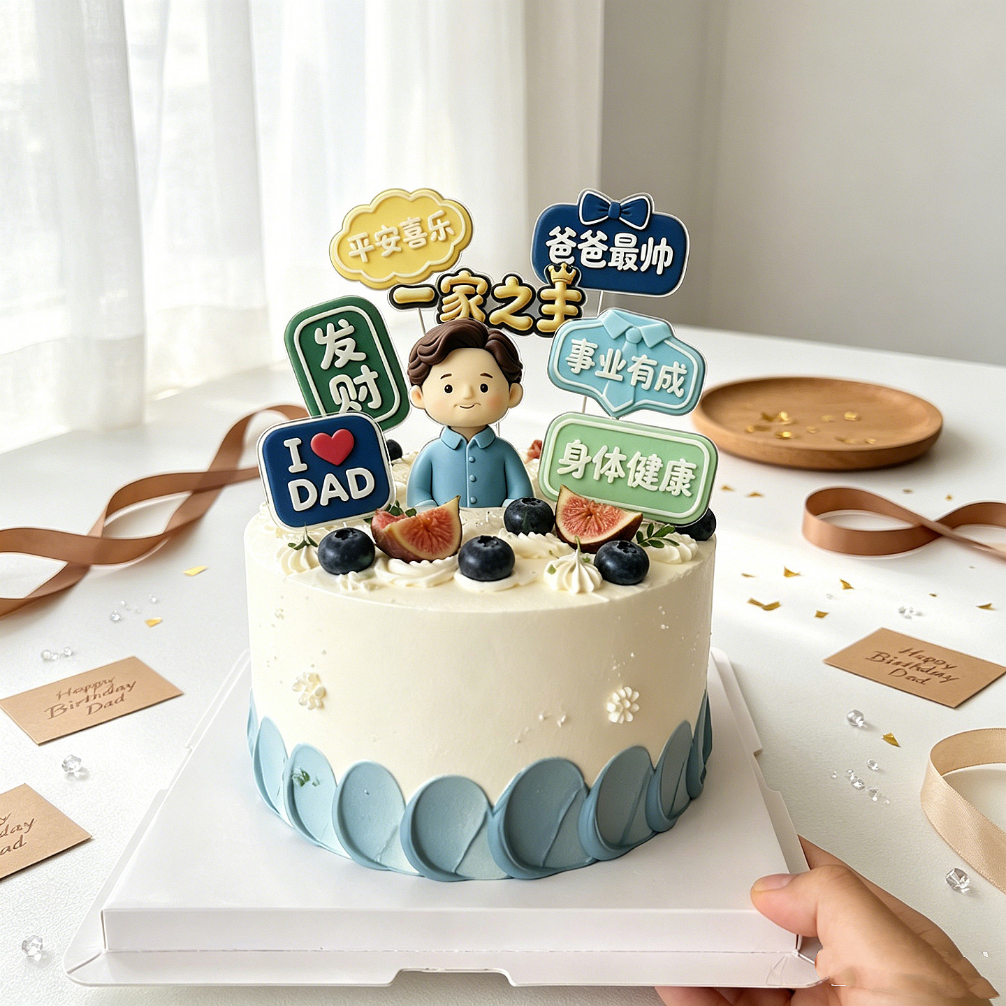 网红爸爸妈妈生日蛋糕装饰