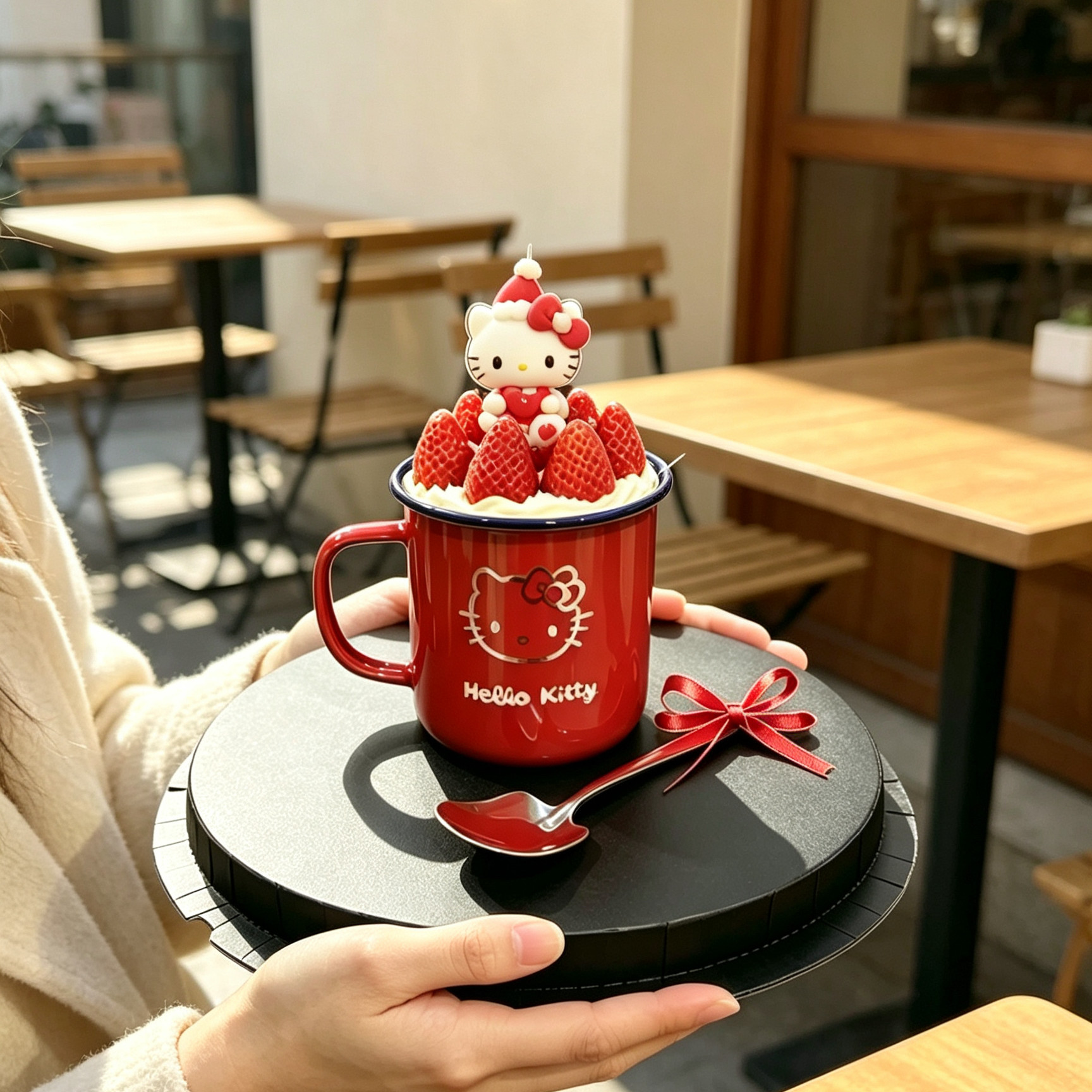 网红草莓水果猫咪蛋糕杯搪瓷杯