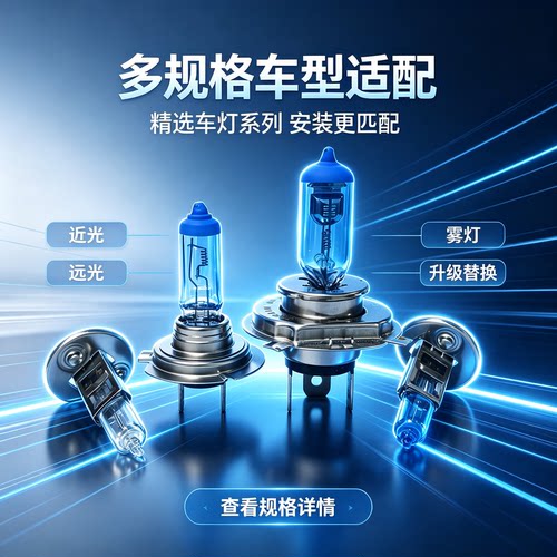 汽车大灯灯泡超亮近光H7H1H11HB3远光一体H412V24V货车大灯卤素灯