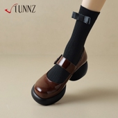 女2025年春季 新款 学院风jk小皮鞋 hunnz复古玛丽珍鞋 厚底单鞋