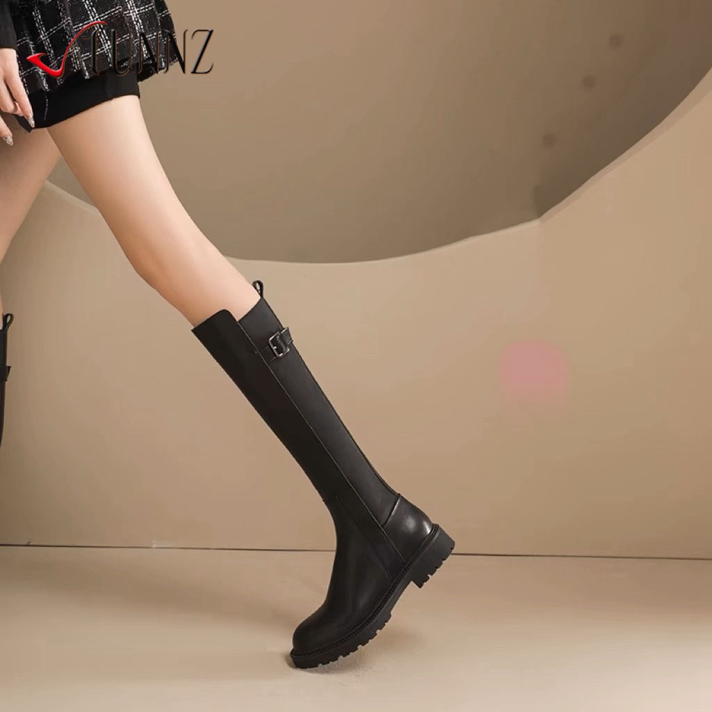 真皮超高长筒靴底超小筒围骑士靴