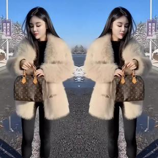 托卡皮毛一体2025新款爆款仿狐狸毛毛茸茸外套女冬季环保皮草大衣