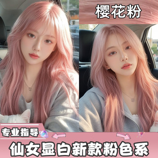 樱花粉温和染发剂流行色新款芭比粉薄腾粉棕色男女自己在家染简单