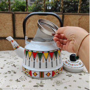 搪瓷带漏烧水壶过滤网泡茶壶煮奶茶咖啡凉开水家用户外小型卡式炉