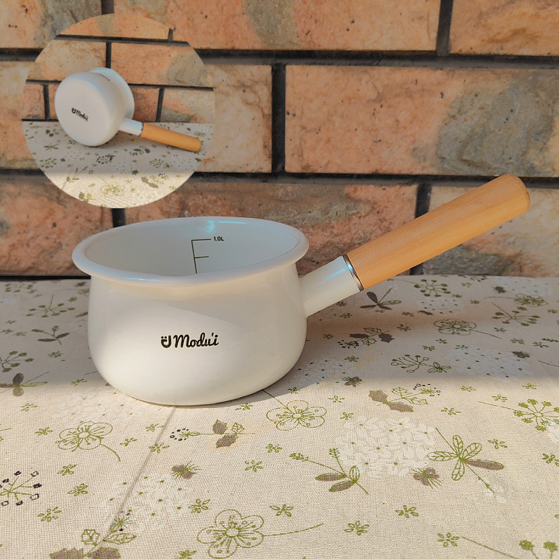 加厚日式搪瓷珐琅双流嘴奶锅单柄锅平底热牛奶宝宝辅食早餐家用锅