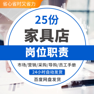 家具公司卖场门店经理督导售后主管店长采购导购员工手册职责标准