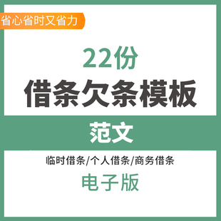 企业个人私人商务现金物资借款借条欠款欠条收条标准格式模板范本