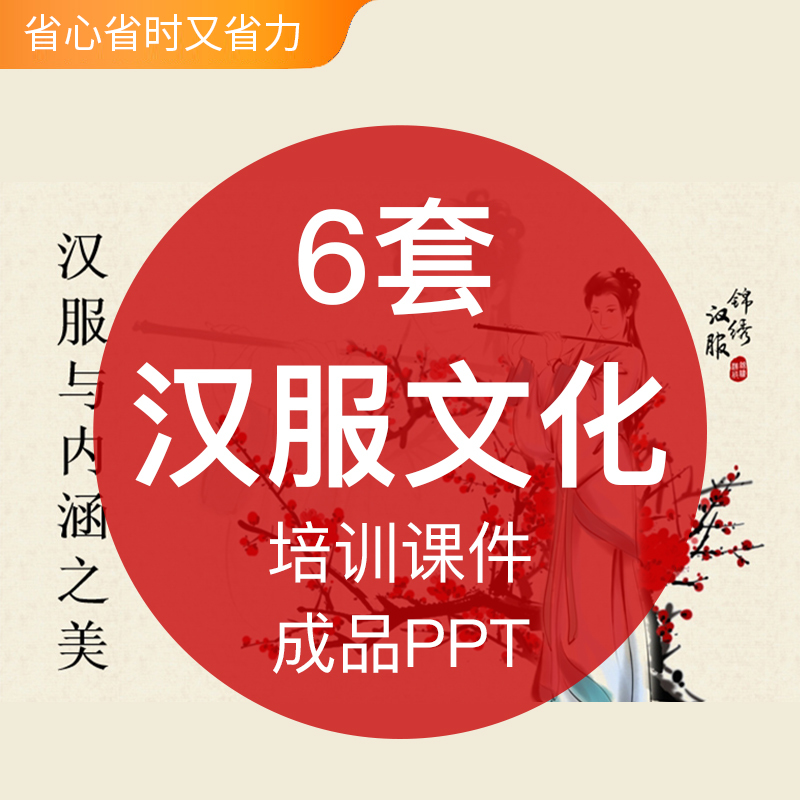 汉服文化PPT模板成品基础知识历史由来简介男女装款式制式培训教