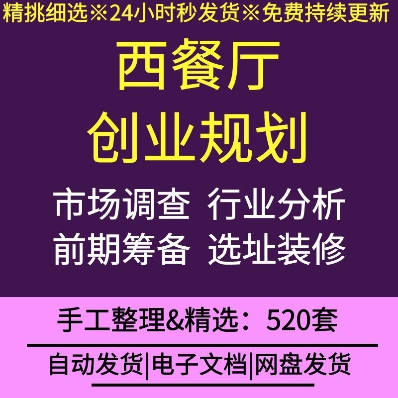 西餐厅创业规划开业前期筹备工作流程进度表SWOT分析运营计划书