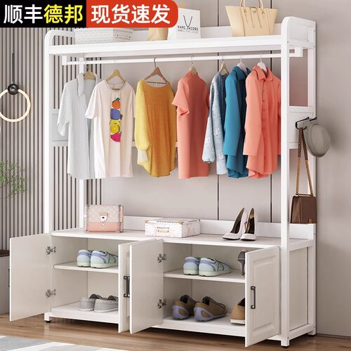 挂衣帽鞋架一体家用门口鞋柜卧室多功能家用落地立式卧室挂衣服架