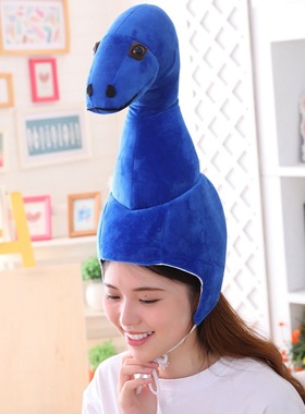 卡通搞怪蓝色恐龙头套帽子幼儿园动物表演服装儿童cos蛇演出道具