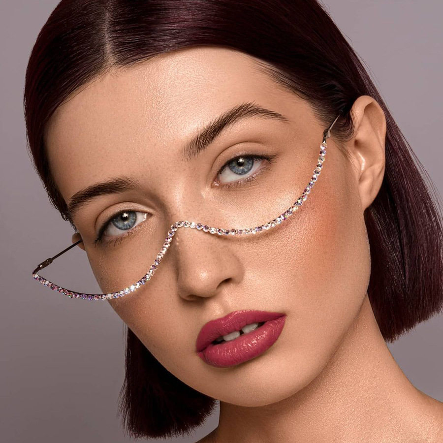 欧美镶钻下半框眼镜女ins纯欲高级感网红街拍装饰眼镜框架无镜片,ZIPPO/瑞士军刀/眼镜,眼镜架,淘宝优惠券,粉丝福利购,淘宝优惠卷