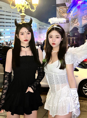 天使翅膀背饰白色羽毛翅膀黑色恶魔演出闺蜜万圣节派对cos道具潮