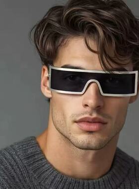 欧美ins窄框连体太阳眼镜男朋克机械感街头炫酷嘻哈拍照墨镜女潮