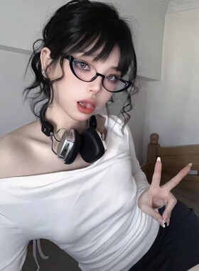 性感小野猫辣妹眼镜窄框猫眼墨镜