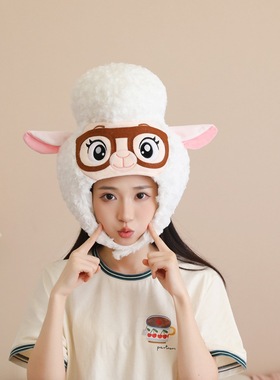 可爱卡通动物城羊副市长头套帽子搞怪游乐园情侣拍照头饰装扮道具