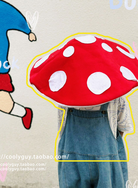 可爱红色蘑菇帽子头饰搞怪幼儿园六一儿童演出万圣节装扮服饰道具