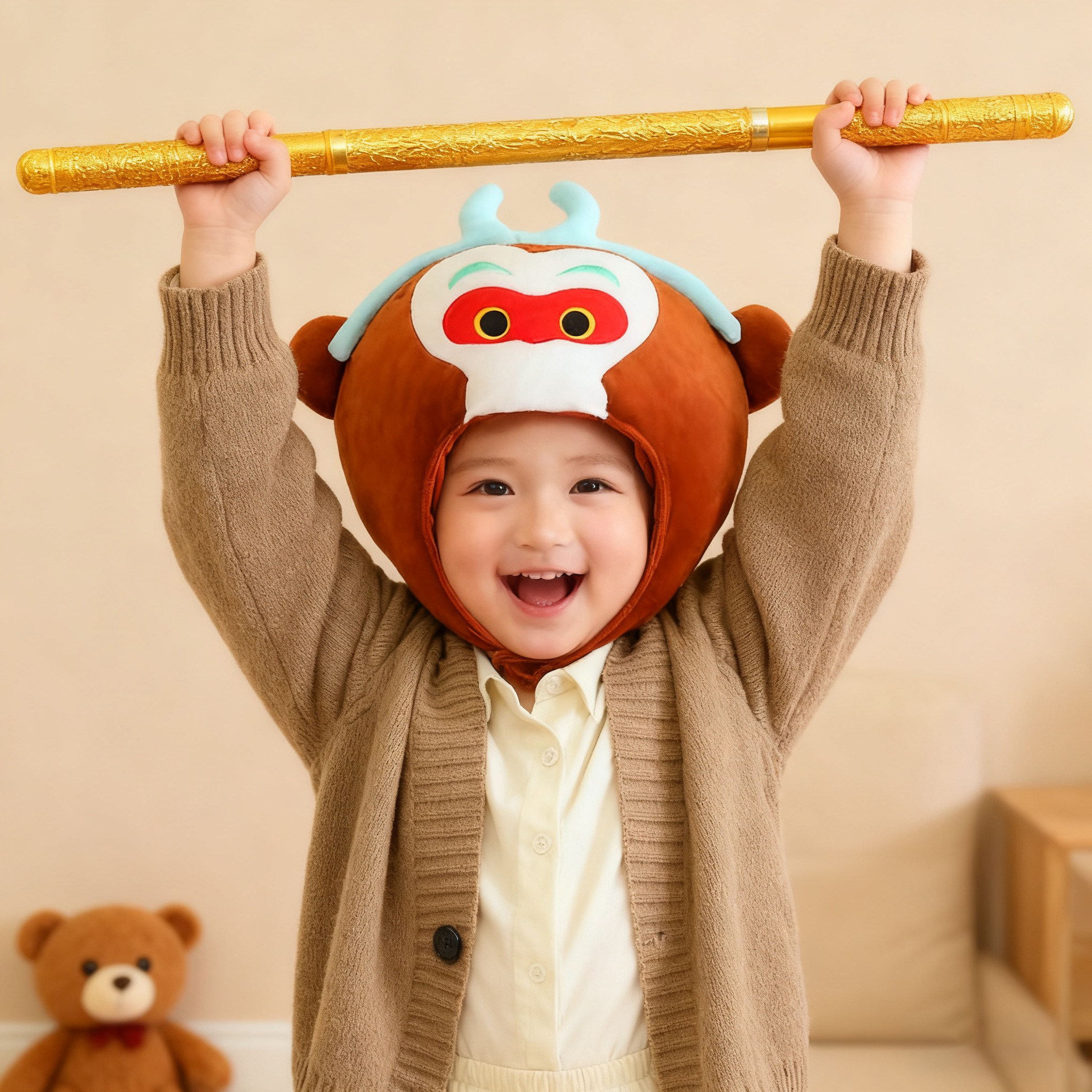 可爱搞怪cos孙悟空头套帽子卡通儿童万圣节表演装扮服饰拍照道具,服饰配件/皮带/帽子/围巾,帽子,淘宝优惠券,粉丝福利购,淘宝优惠卷