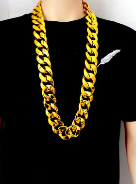 创意嘻哈大金链子仿真塑料金项链