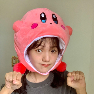 日系卡通星之卡比动漫周边帽子可爱毛绒创意头套搞怪派对拍照头饰