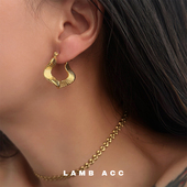 LAMB ACC 不规则扭曲水波文钛钢电镀18k金耳钉耳环