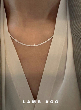 LAMB ACC 银羽流光 超闪满天星blingbling钛钢素链波光粼粼锁骨链
