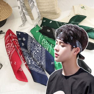 头巾ins韩国百搭街头潮男个性时尚嘻哈街舞薄款复古网红腰花方巾