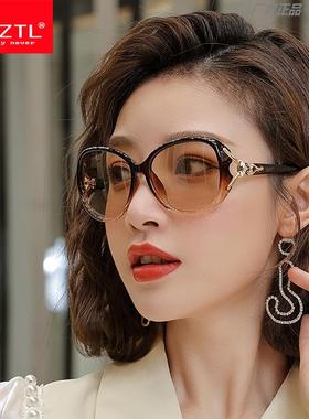 墨镜女时尚妈妈款日夜两用偏光眼镜大脸显瘦变色太阳镜女防紫外线