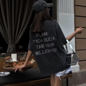 Oversize Crew Neck 欧美风烫钻字母百搭圆领做旧水洗T恤 Shirt