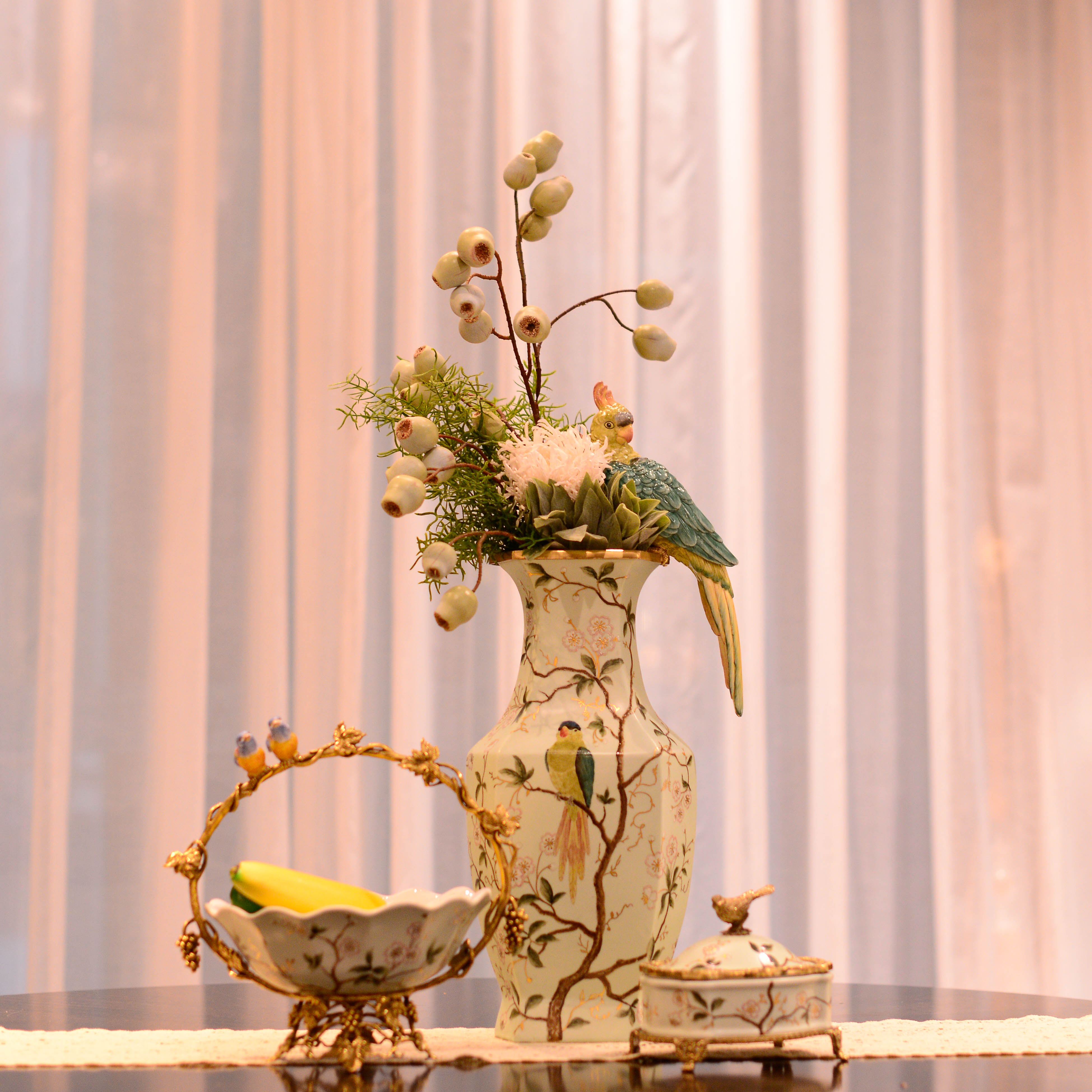 欧美风法式软装摆件纸巾盒花瓶