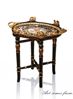 欧式轻奢巴洛克实木折叠移动角几艺术复古客厅书房高级边几C5480