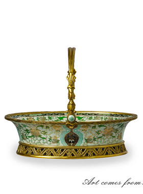 欧式轻奢提篮果盘创意装饰摆件