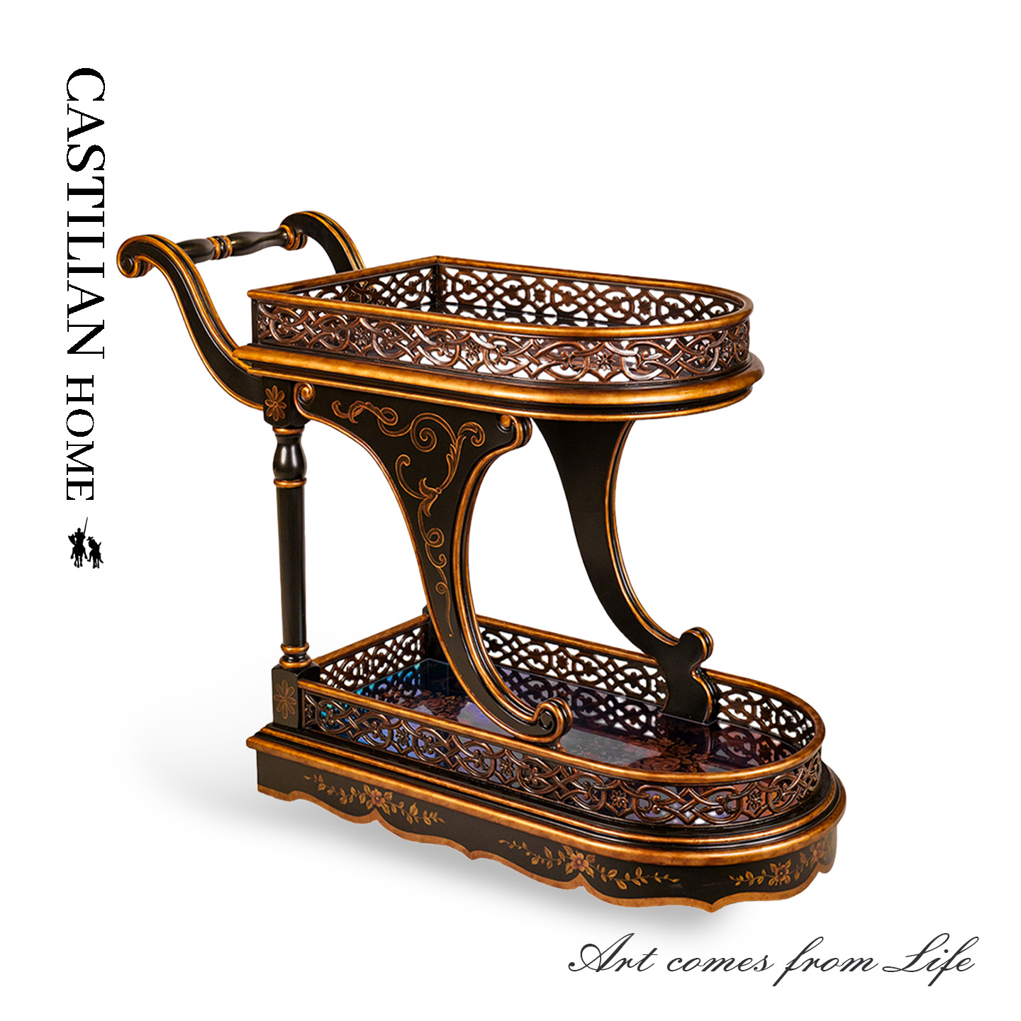 中古风小推车餐车零食置物架