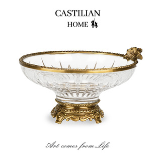 法式 聚宝盆招财聚财摆件C6068 水晶玻璃果盘客厅茶几家用创意软装