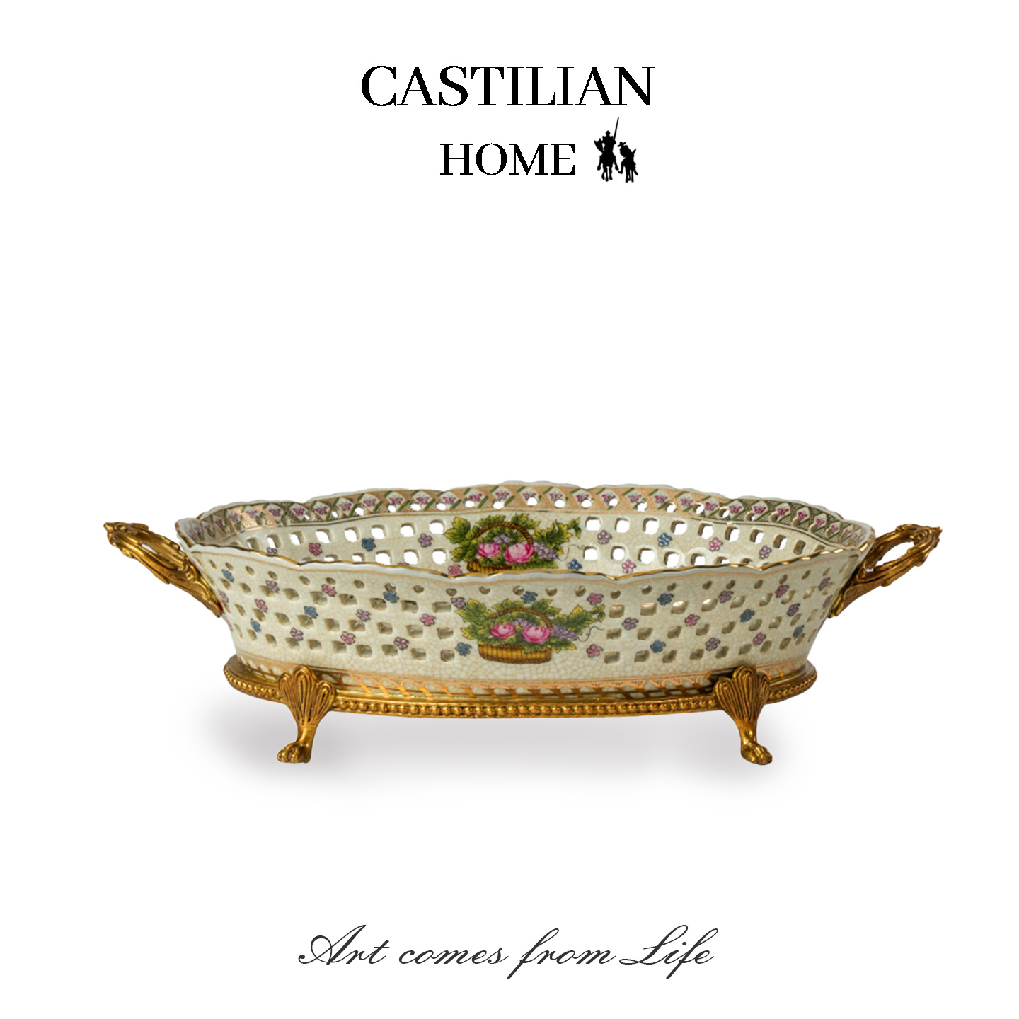 法式高级感镂空陶瓷果盘水果盘