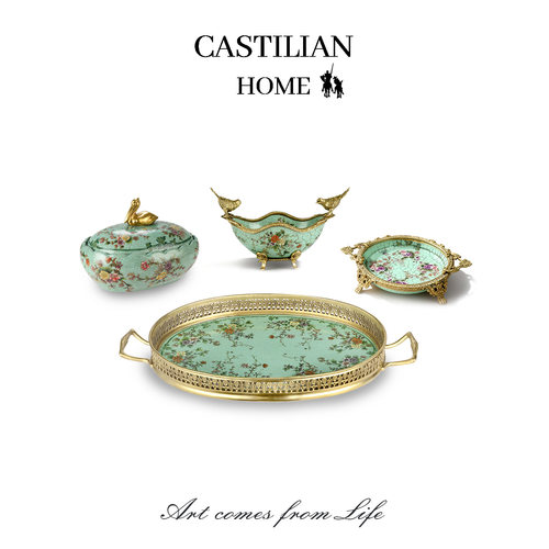 卡斯特法式软装套装花瓶托盘心碟